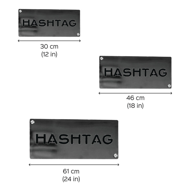 Personalized Weatherproof Elegant Rectangle Stainless Steel Name Plate - Dimension Chart with Multiple Sizes
