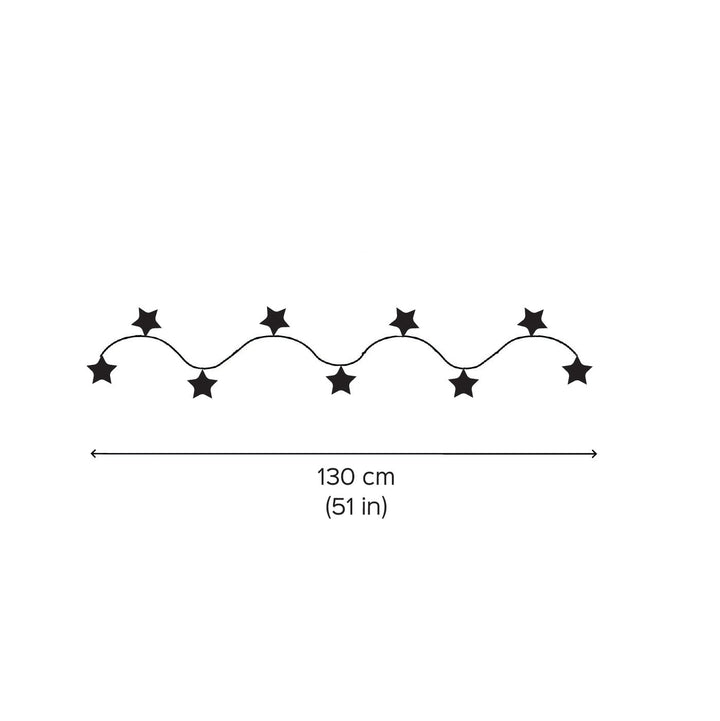 Handmade Paper Anokhi Rust Star Bunting - Dimension Chart with Length Measurement