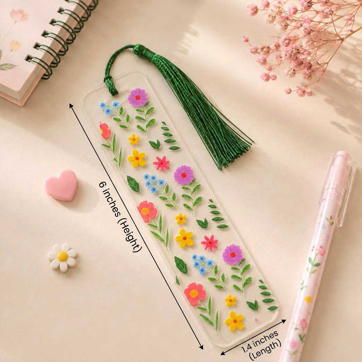 "Book & Coffee" Theme Handmade Acrylic Bookmark With Tassel For Book Lovers