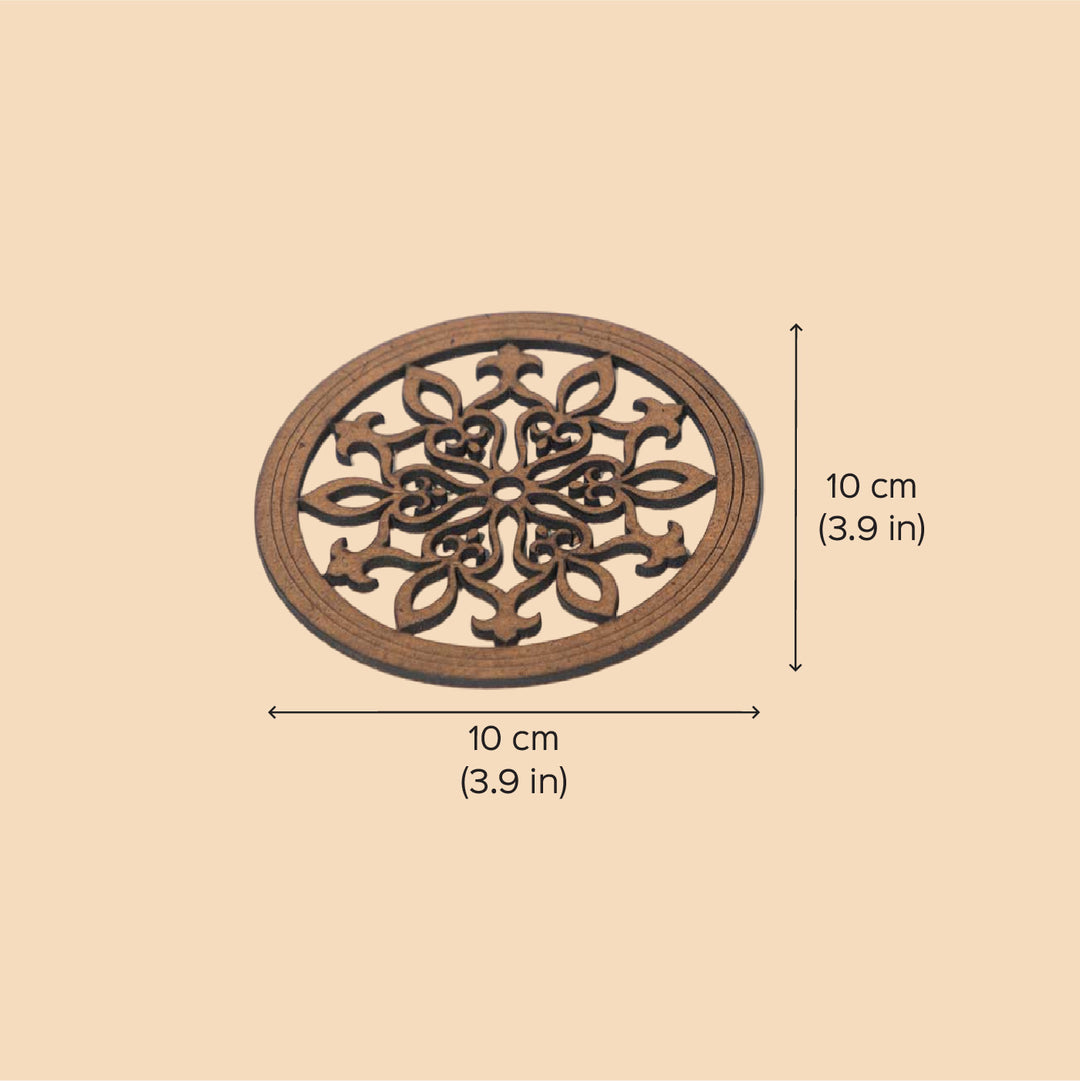 Snowflake MDF Sleek Elegant Laser Cut Coaster Set | Set Of 6