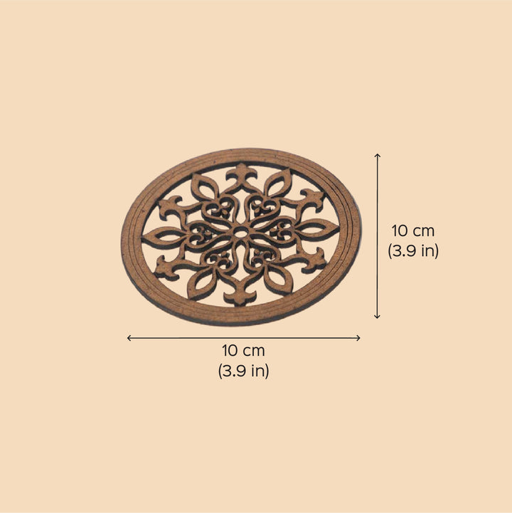 Snowflake MDF Sleek Elegant Laser Cut Coaster Set | Set Of 6