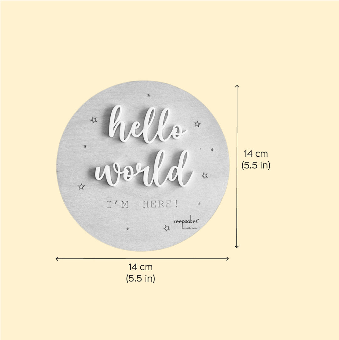 Personalized "Hello World" Birch Wood Photo Prop With Birth Details For Newborn Photoshoot