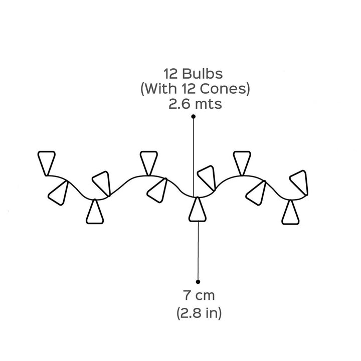 2.6m, 12 Bulbs | Battery Operated Festive Tholu Bommalata LED Fairy Lights