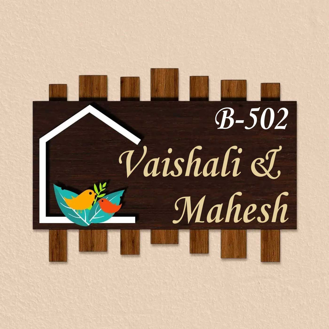 Personalized Nest In The Woods Theme Mdf Wood Name Plate