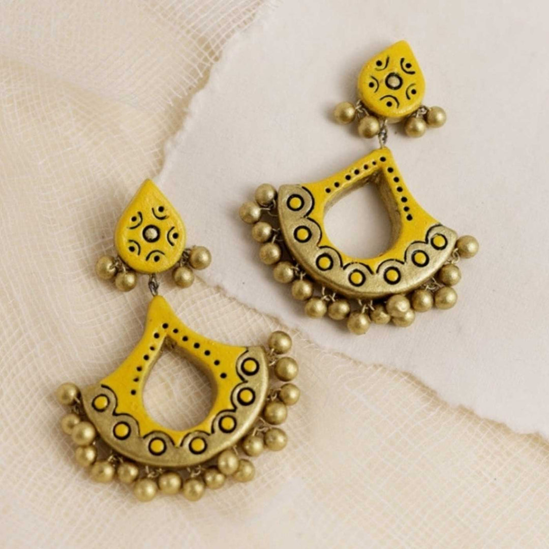 Handmade Diya Theme Elegant Terracotta Earrings