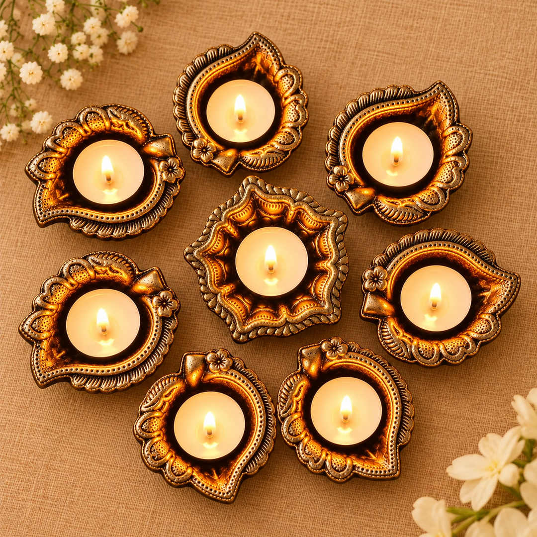 Handmade Peepal Terracotta Oil Lamp / Diya | Set Of 8