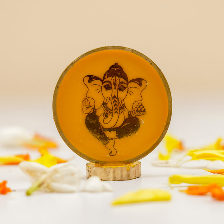 Set of 5 | Handmade Round Ganesha Resin Art Idol Showpieces With Stand For Festive Gifting
