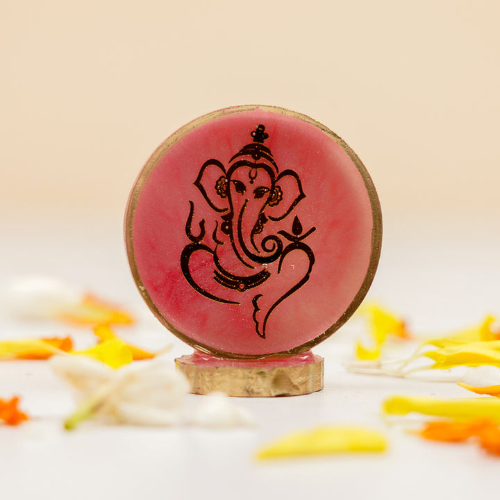 Set of 5 | Handmade Round Ganesha Resin Art Idol Showpieces With Stand For Festive Gifting