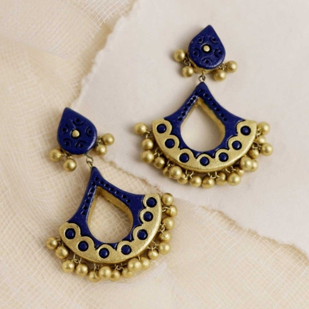 Handmade Diya Theme Elegant Terracotta Earrings