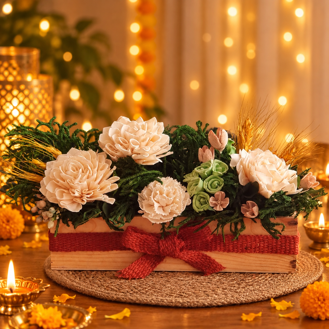 Handmade Elegant Organic White Shola Flower Bouquet