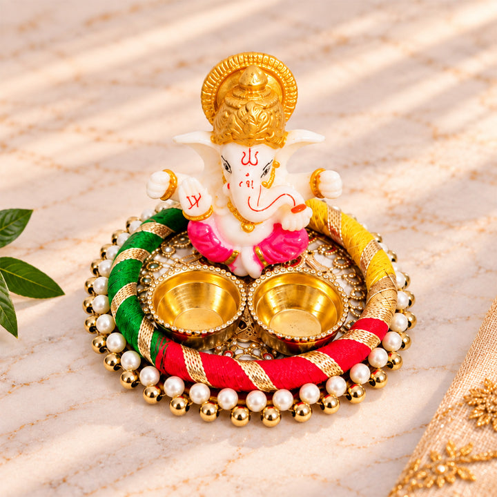 Royal Elephant Theme Urli Candle, Shubh Labh Hanging & Mithai Diwali Gift Hamper
