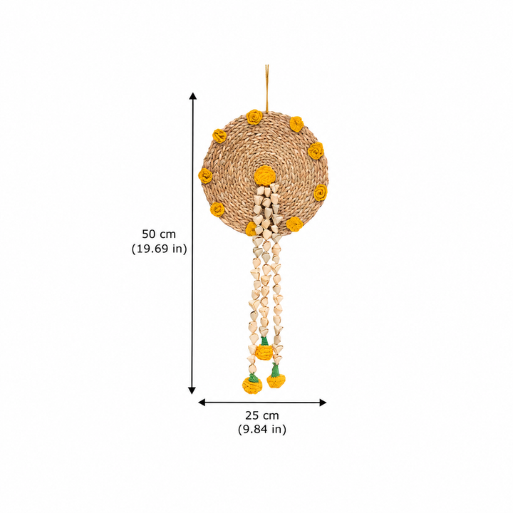 2 Pc | "Genda" Handcrafted Chamba Wall Hangings With Crochet Marigolds For Festive Decor