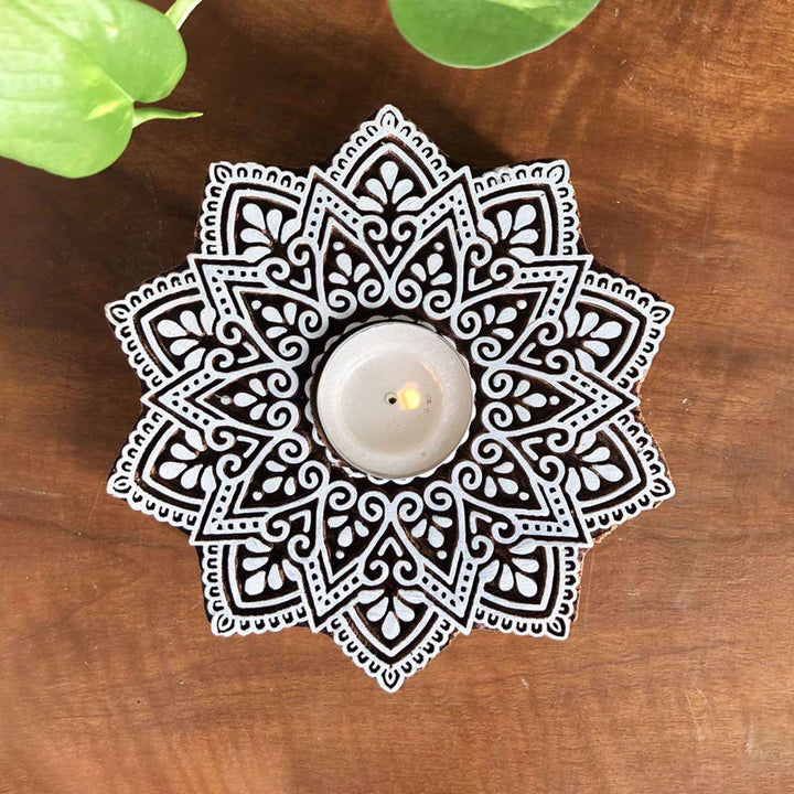 Handpainted Wooden Festive Tealight Holders