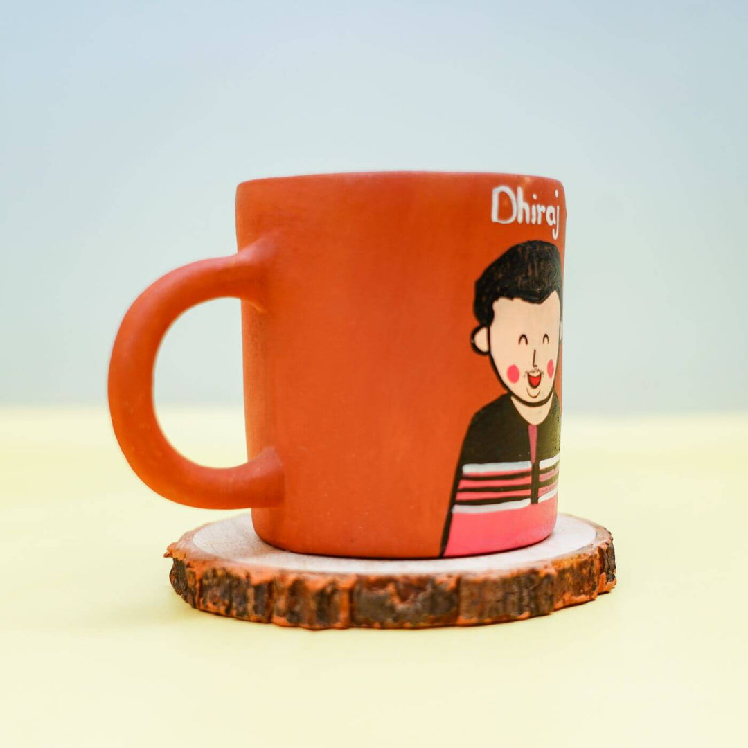 Personalized Terracotta Rakhi Hamper With Caricature 1 - Mug Side Profile