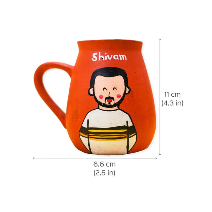 Personalized Terracotta Rakhi Coffee Mug Set With Roli Chawal 1 - Mug Dimensions Front View