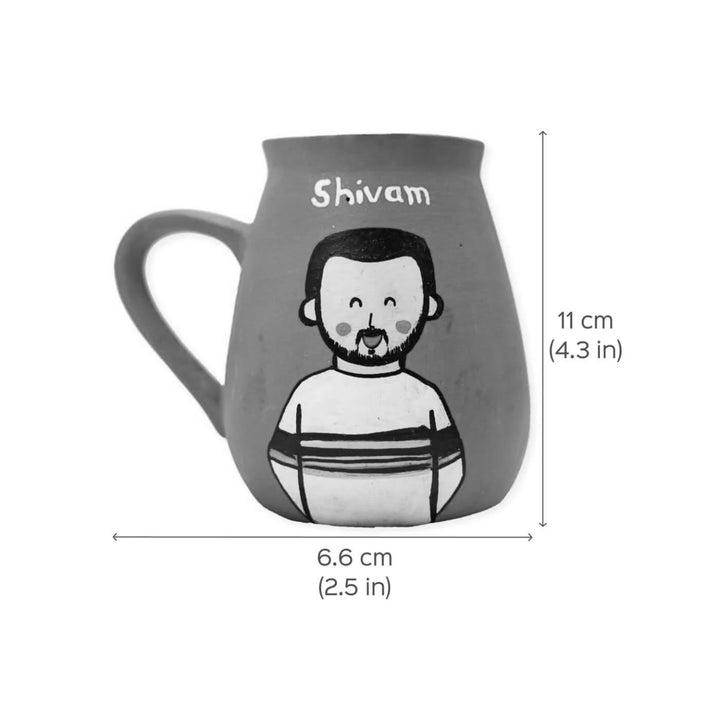 2 Pc | Tamil Nadu Couple Personalized Handpainted Terracotta Mug | 450 ml