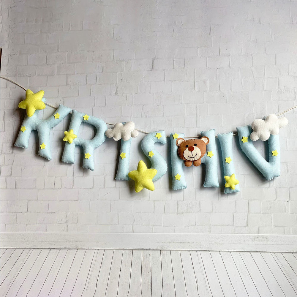 Personalized Felt Kids Teddy Themed Bunting 1 - Hanging Name Letters Display