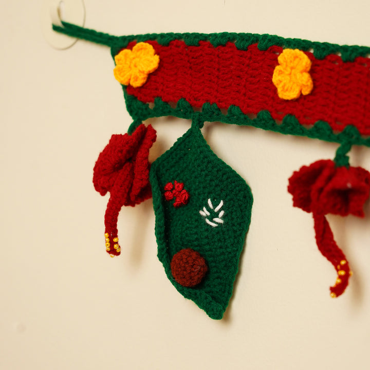 35 In | Handmade Decorative Ganesha Theme Crochet Toran