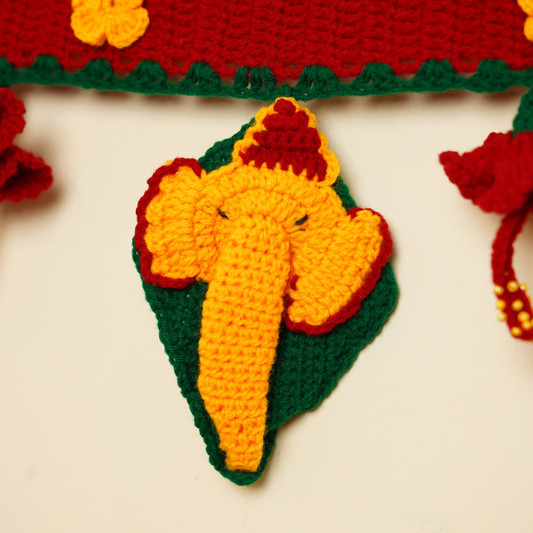 35 In | Handmade Decorative Ganesha Theme Crochet Toran