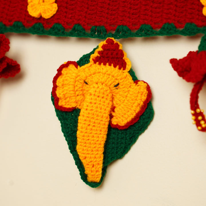 35 In | Handmade Decorative Ganesha Theme Crochet Toran