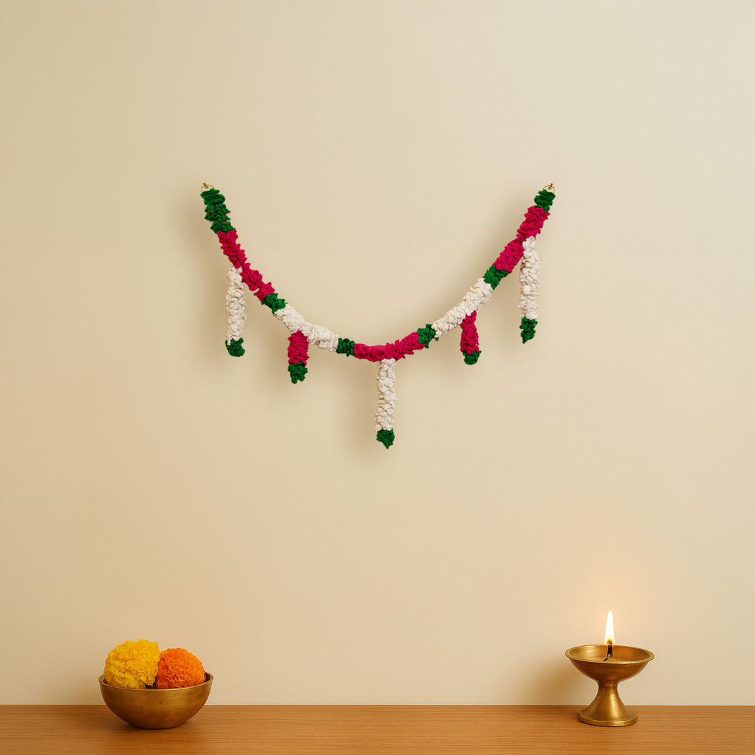 36 In | Handmade Festive Jasmine Crochet Toran