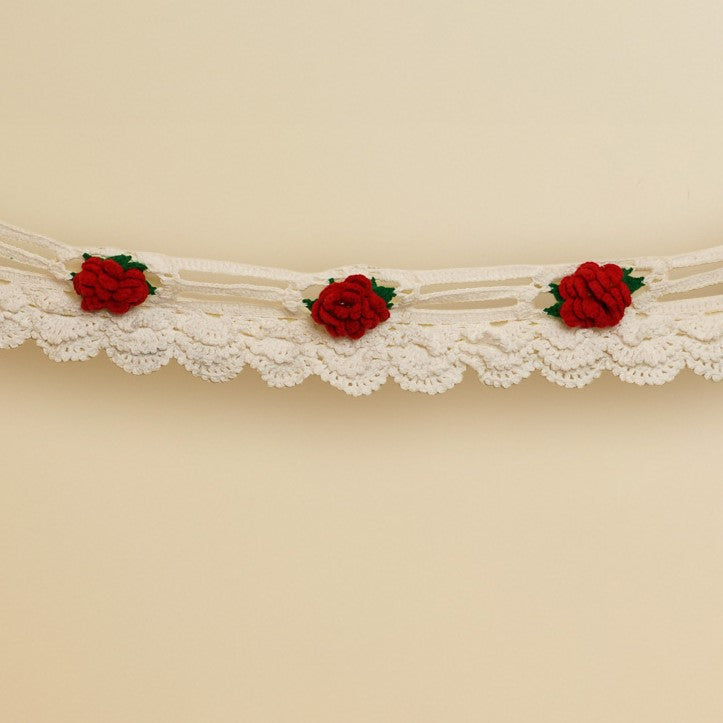 38 In | Handmade Decorative Red Rose Crochet Toran