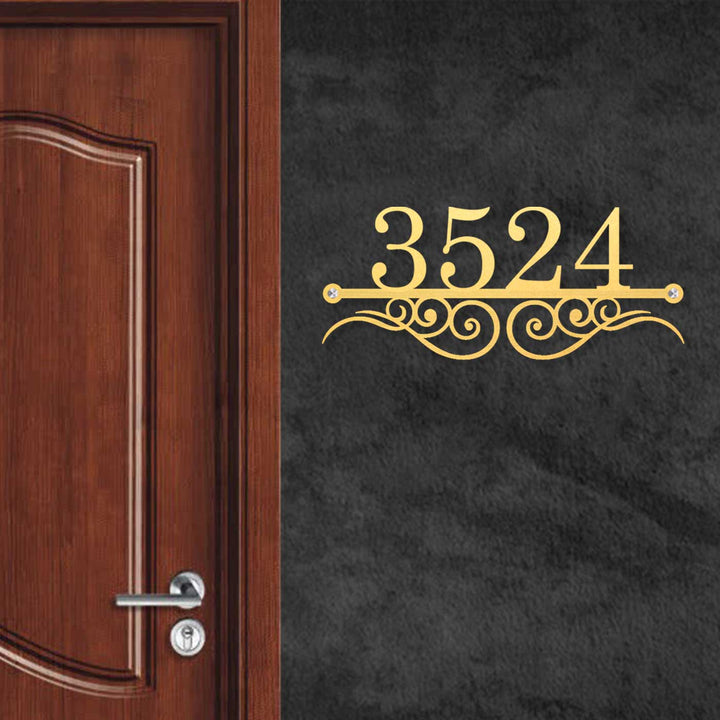 Personalized Laser Cut Elegant Design Steel Name Plate 20 - Mounted on Wall beside Door