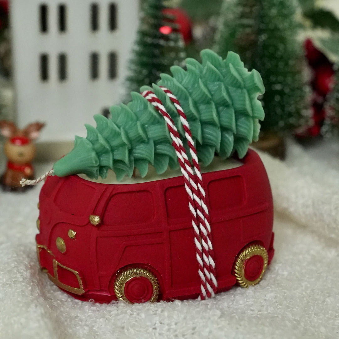 Handmade Soy Wax Retro Christmas Van With Christmas Tree Candle