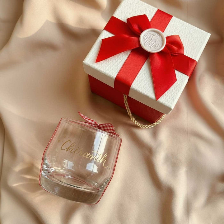 Personalized Ocean Glass with Engraved Calligraphy Lettering | Set of 2