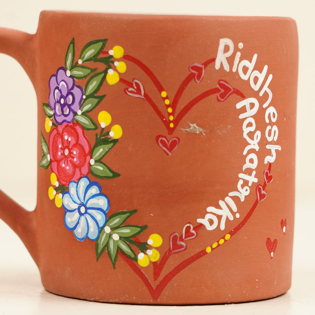 Celestial Heart Personalized Handmade Couple Terracotta Mug | 250 ml