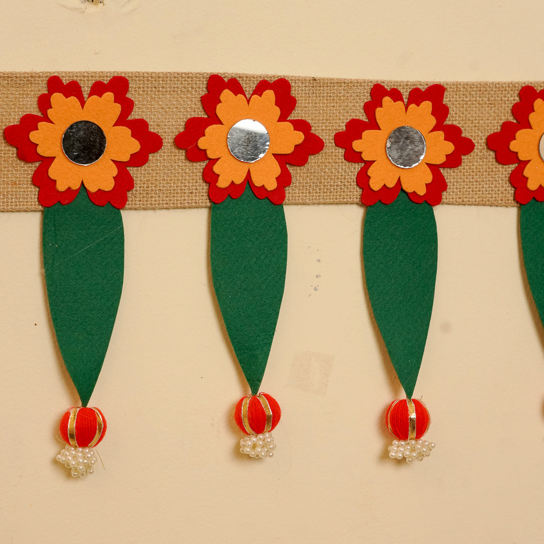 42 In | Handmade Mirror Work Elegant Ashok Patta Design Jute Toran