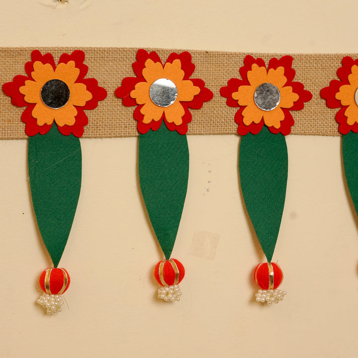 42 In | Handmade Mirror Work Elegant Ashok Patta Design Jute Toran
