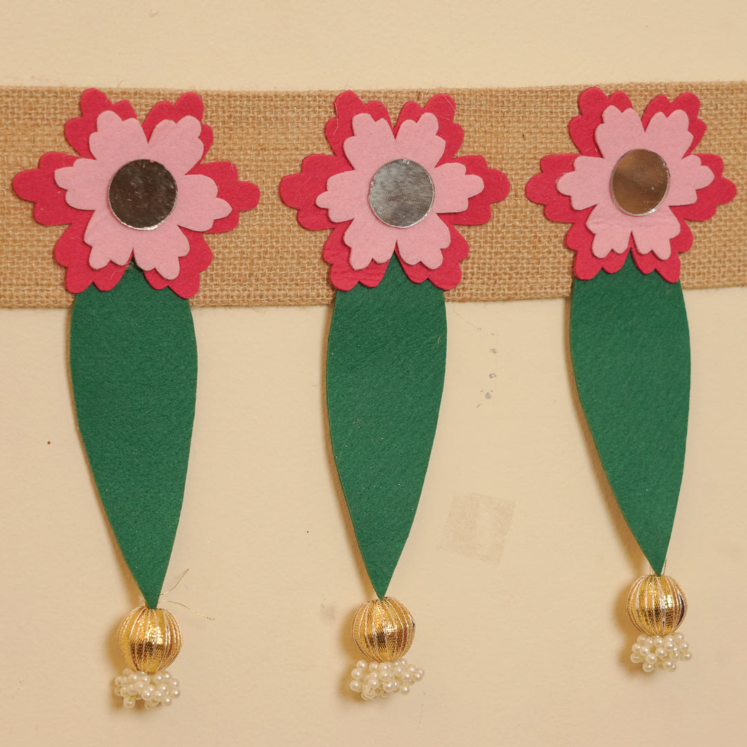 42 In | Handmade Mirror Work Elegant Ashok Patta Design Jute Toran