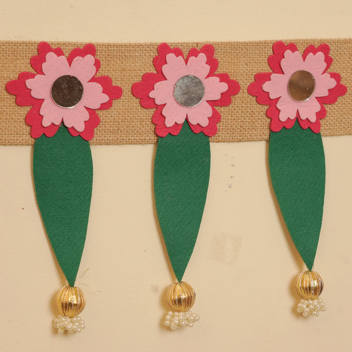 42 In | Handmade Mirror Work Elegant Ashok Patta Design Jute Toran