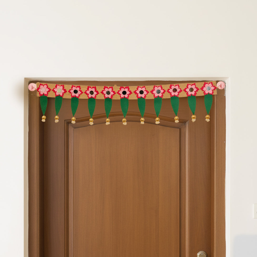 42 In | Handmade Mirror Work Elegant Ashok Patta Design Jute Toran
