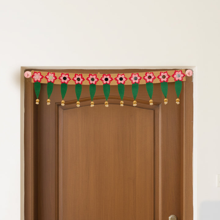 42 In | Handmade Mirror Work Elegant Ashok Patta Design Jute Toran