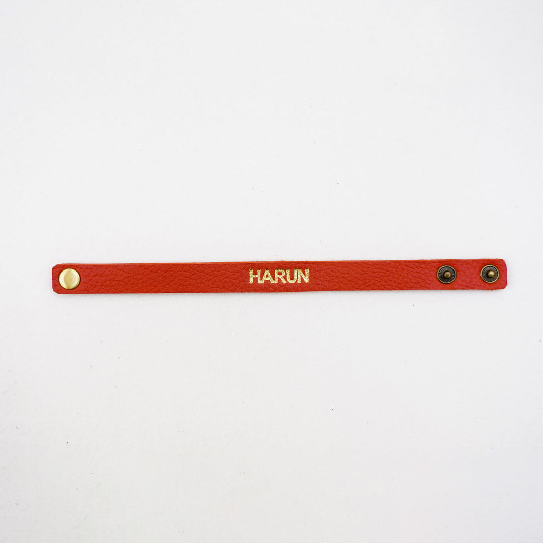 Personalized Rakhi In Genuine Leather - Single Bracelet Front View (6)