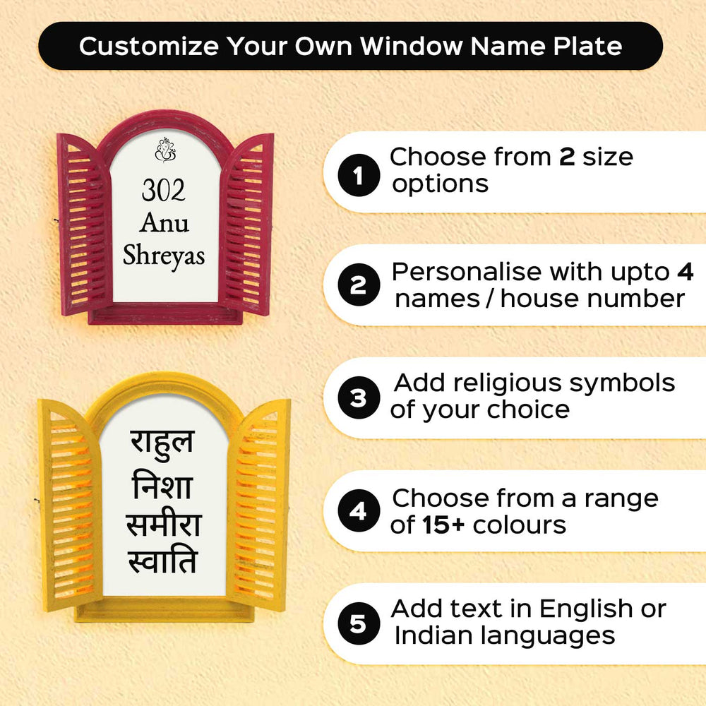 Arched Vintage Window Nameboard Copy 2 - Name Personalization Example with Details