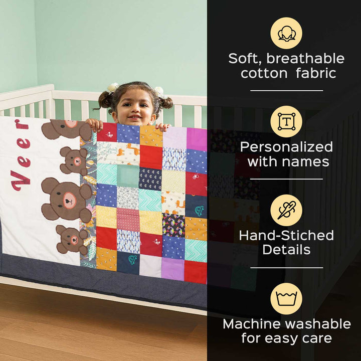 Personalized Rainbow Theme Cotton Quilt For Kids