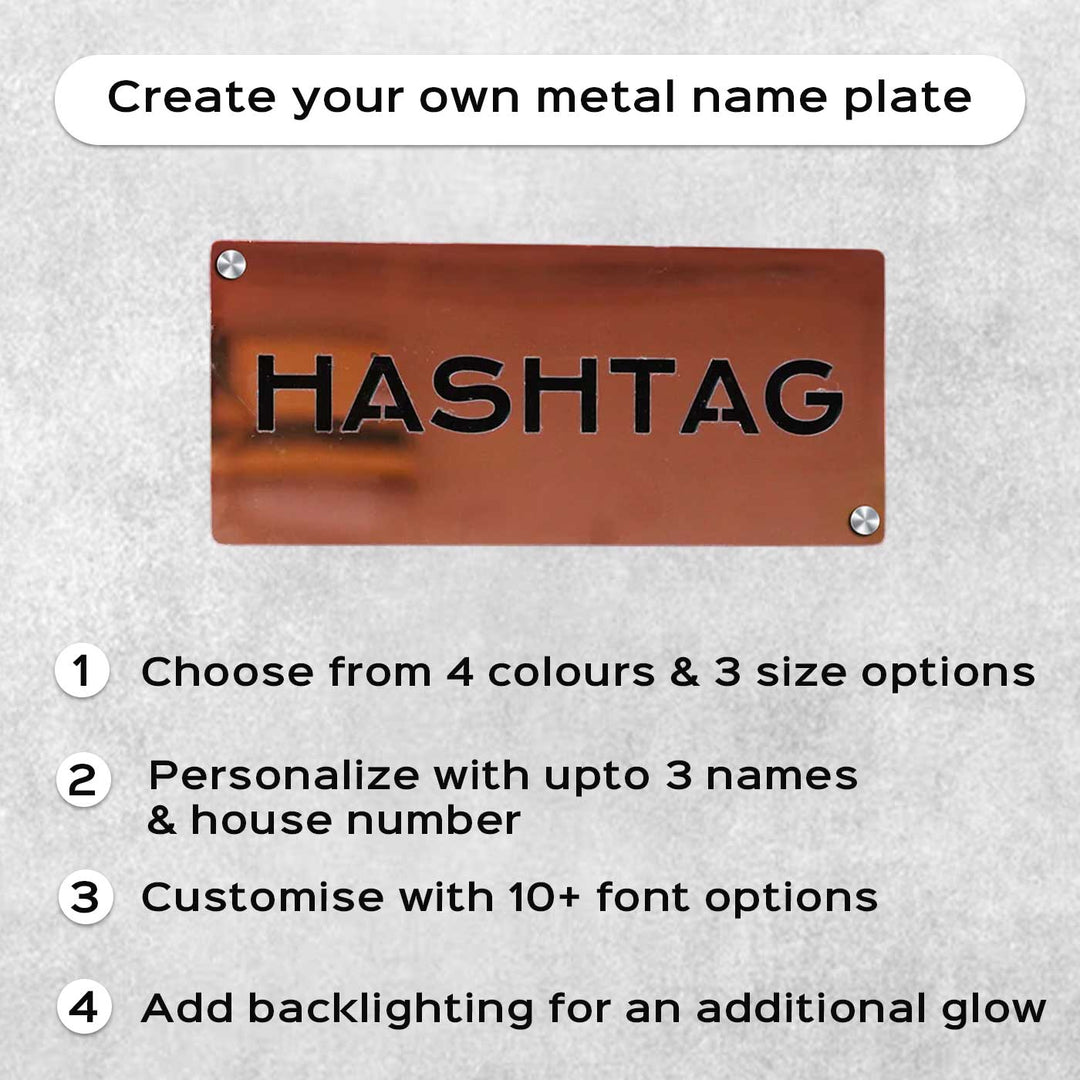 Personalized Weatherproof Elegant Rectangle Stainless Steel Name Plate - Front View with Custom Text