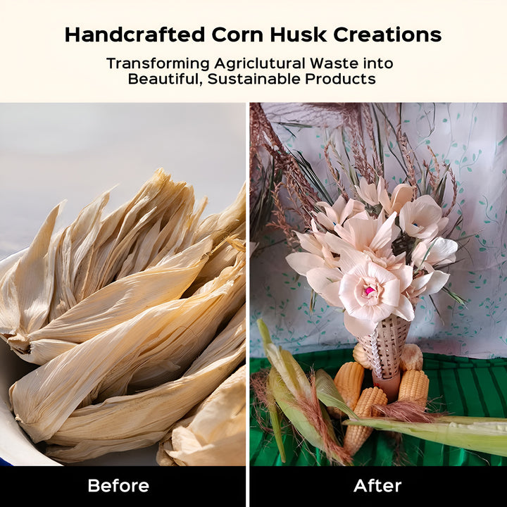 1 Pc | Handmade Daisy Bloom Corn Husk Flower Stick