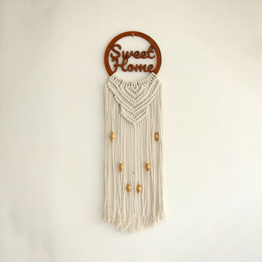 Handcrafted Personalized Macrame Wall Hanging 5 - Mounted on Wall Display