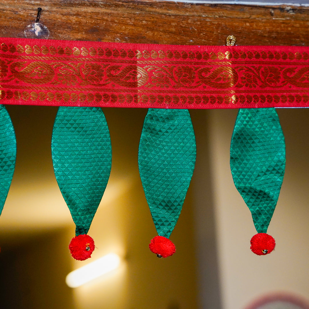 40 In | Handmade Khun Fabric Mango Leaf Toran