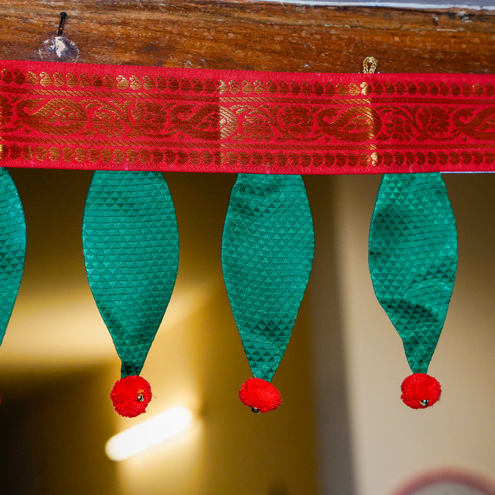 40 In | Handmade Khun Fabric Mango Leaf Toran