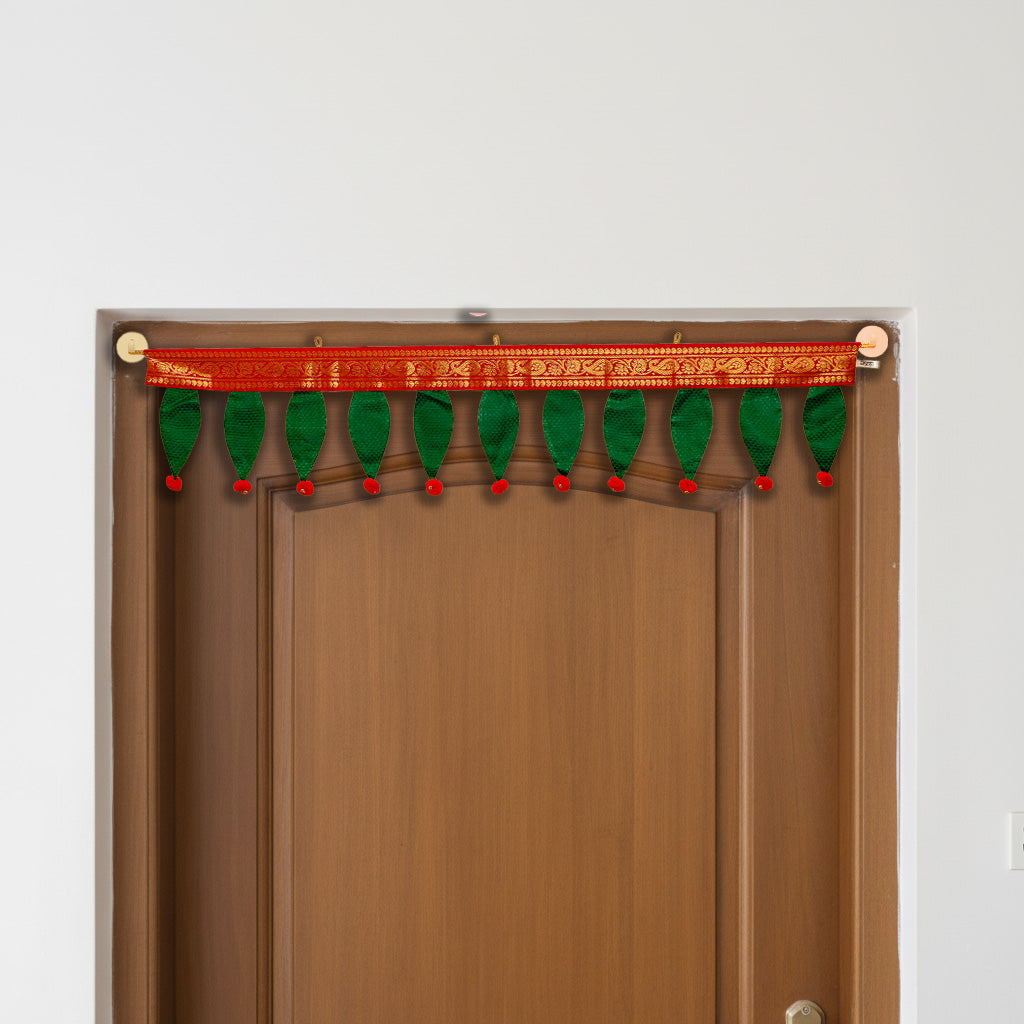40 In | Handmade Khun Fabric Mango Leaf Toran