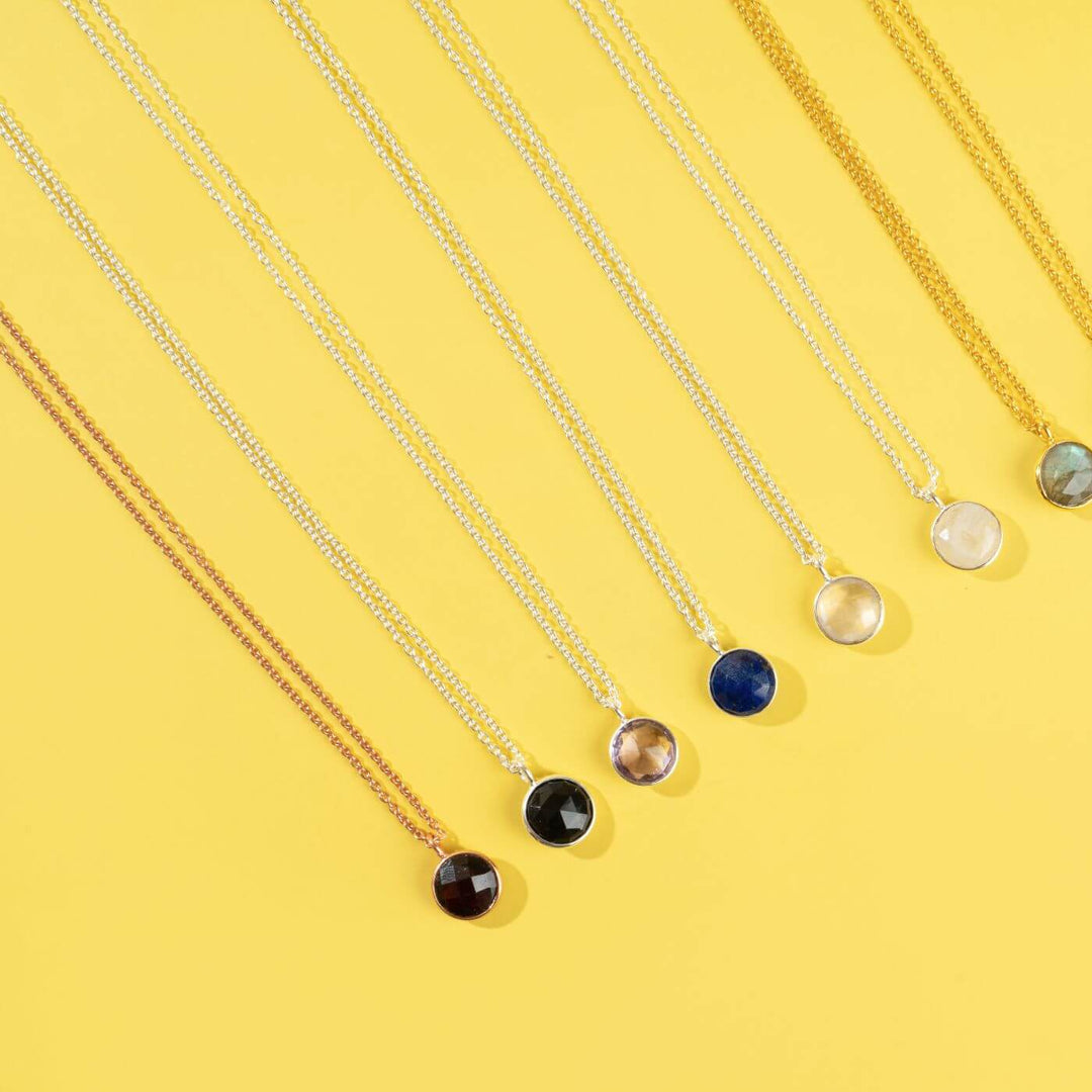Handcrafted Healing Stone 18k Gold Necklace