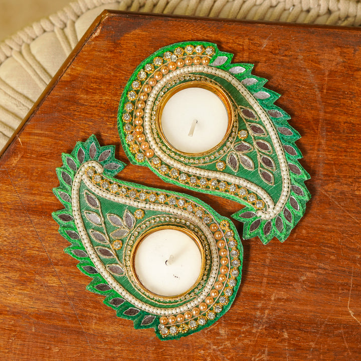 Handmade Multicolor Paisley Tealight Holders | Set Of 7