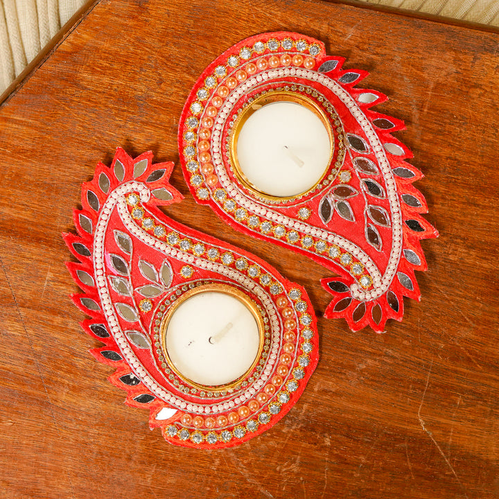 Handmade Multicolor Paisley Tealight Holders | Set Of 7