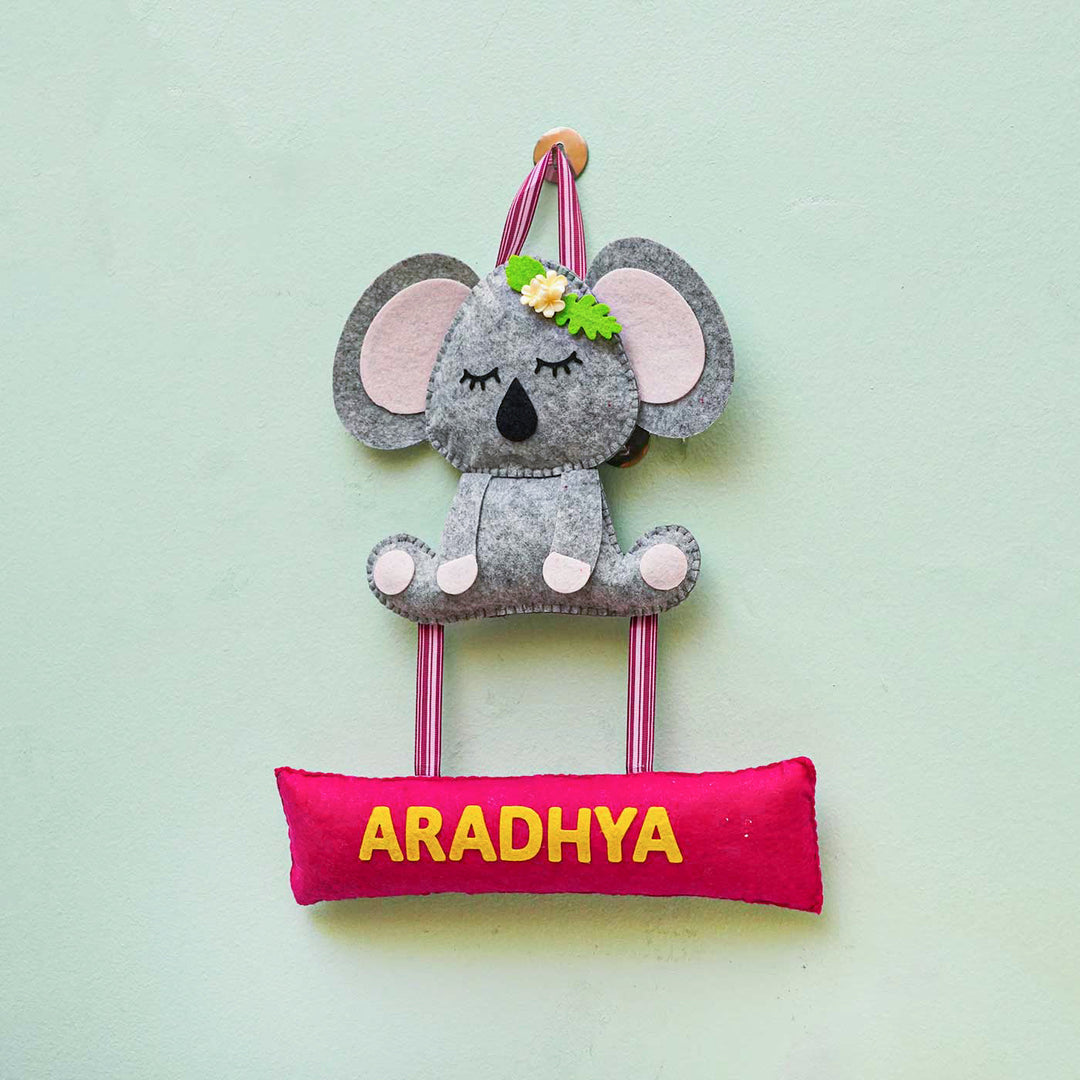 Personalized Handmade Koala Theme Felt Name Plate - Hanging Name Personalization Display