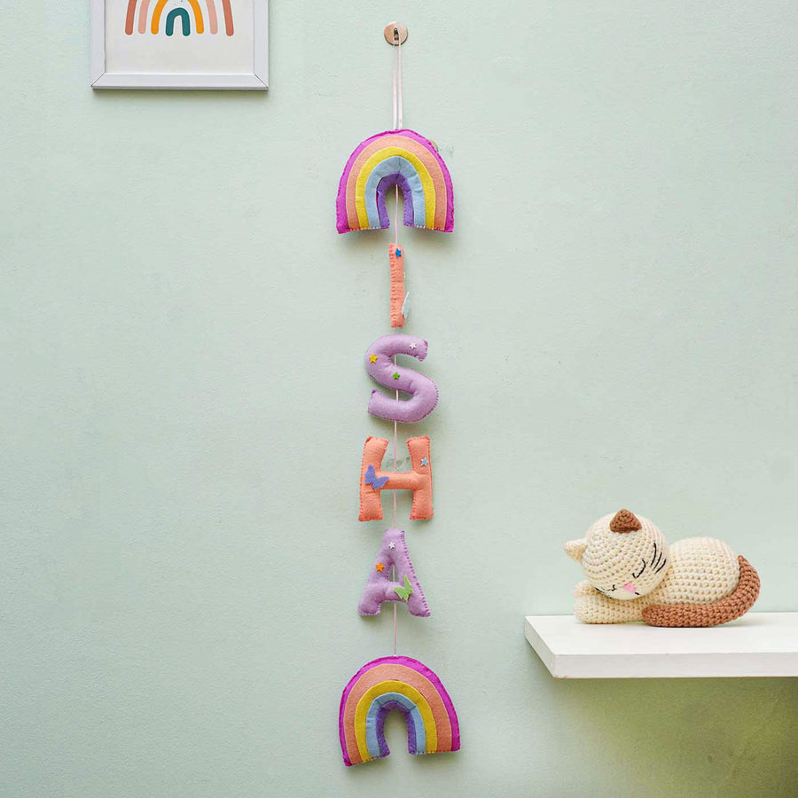 Personalized Handmade Rainbow Vertical Felt Bunting For Kids - Hanging Vertical Name Decoration